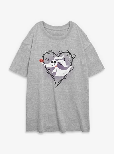 The Nightmare Before Christmas Zero Heart Womens Oversized T-Shirt
