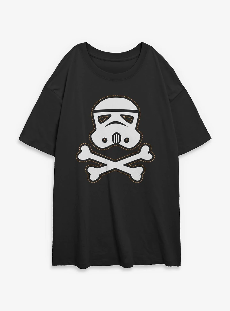 Star Wars Trooper Skull Patch Womens Oversized T-Shirt