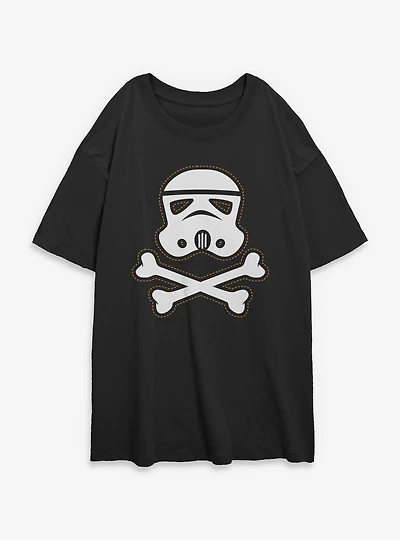 Star Wars Trooper Skull Patch Womens Oversized T-Shirt
