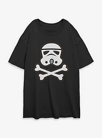 Star Wars Trooper Skull Patch Womens Oversized T-Shirt