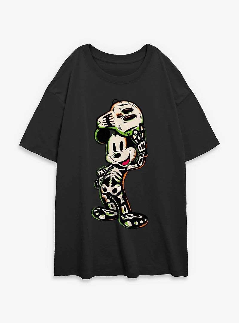 Disney Mickey Mouse Skeleton Womens Oversized T-Shirt