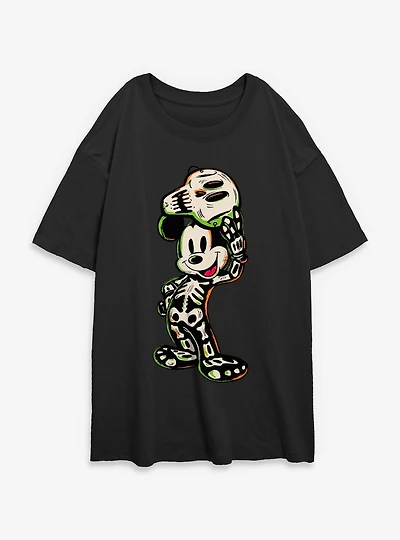 Disney Mickey Mouse Skeleton Womens Oversized T-Shirt