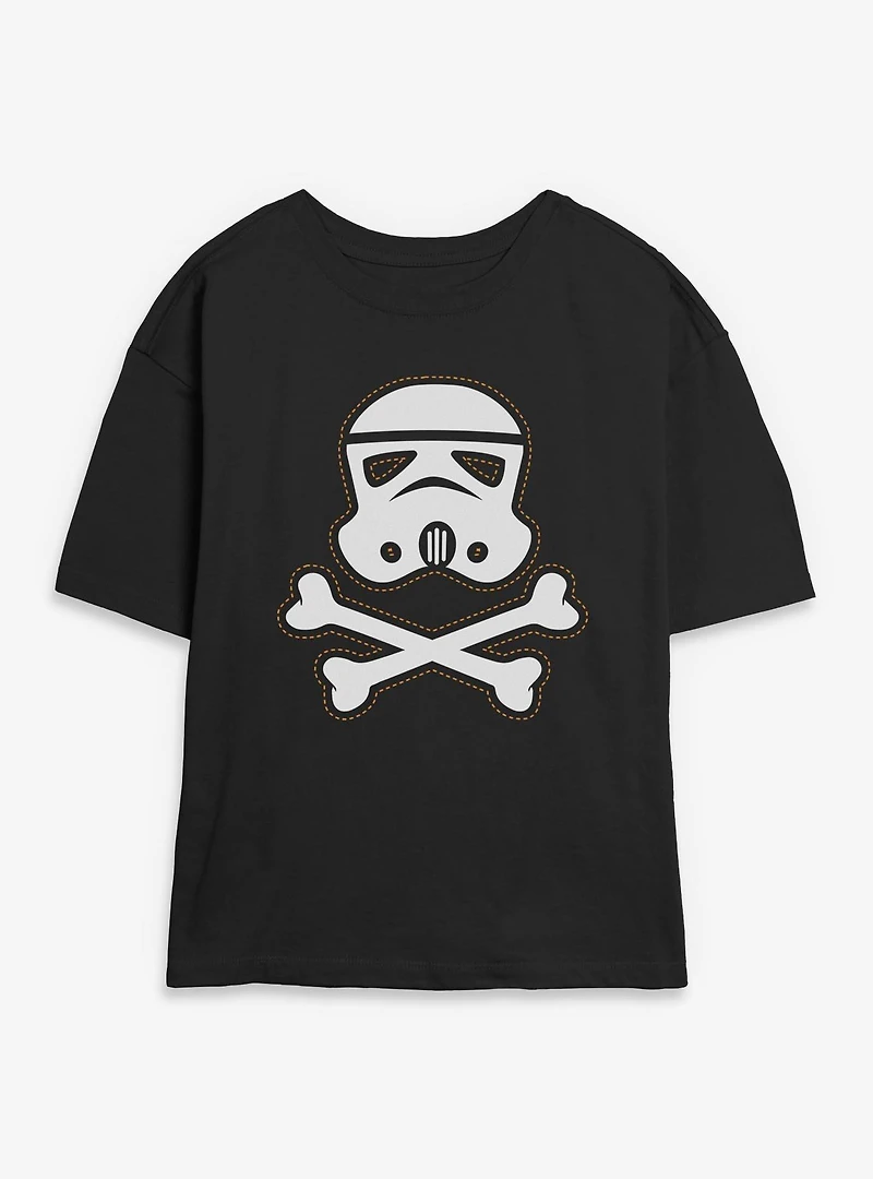 Star Wars Trooper Skull Patch Womens Skimmer T-Shirt