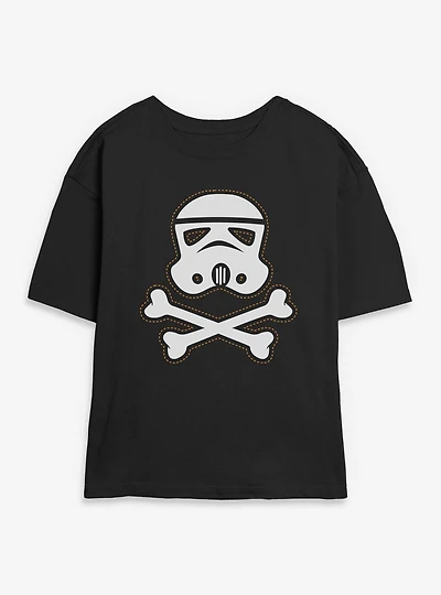 Star Wars Trooper Skull Patch Womens Skimmer T-Shirt
