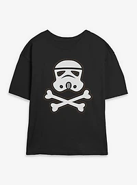 Star Wars Trooper Skull Patch Womens Skimmer T-Shirt