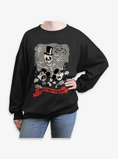 Disney Mickey Mouse A Skeleton Of Screams Womens Oversized Sweatshirt