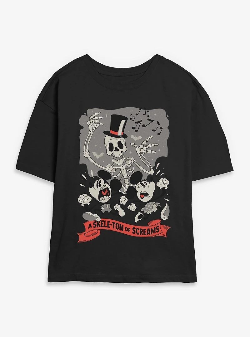 Disney Mickey Mouse A Skeleton Of Screams Womens Skimmer T-Shirt