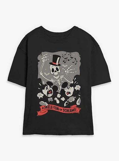 Disney Mickey Mouse A Skeleton Of Screams Womens Skimmer T-Shirt
