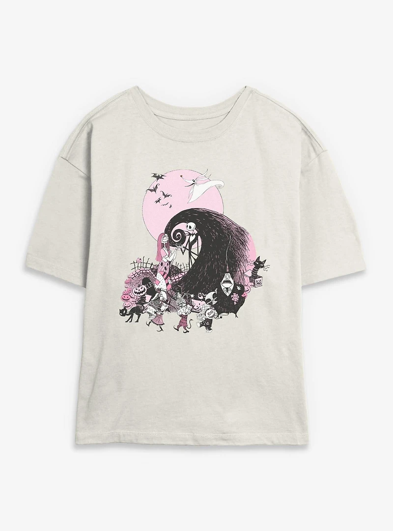 The Nightmare Before Christmas Classic Scene Group Womens Skimmer T-Shirt