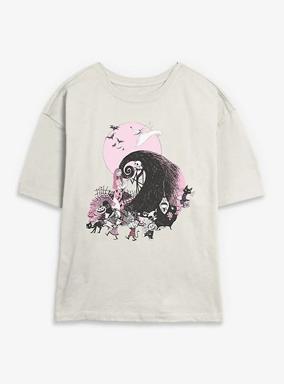 The Nightmare Before Christmas Classic Scene Group Womens Skimmer T-Shirt