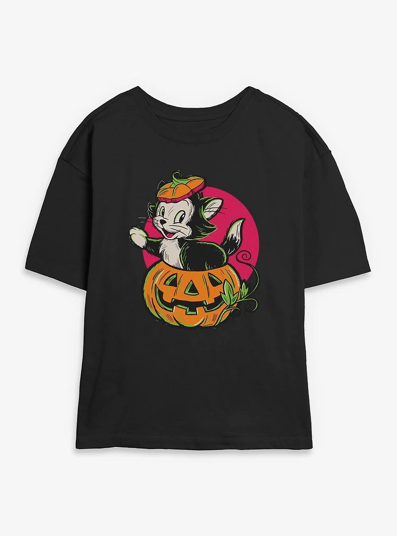 Disney Pinocchio Figaro Inside A Pumpkin Womens Skimmer T-Shirt