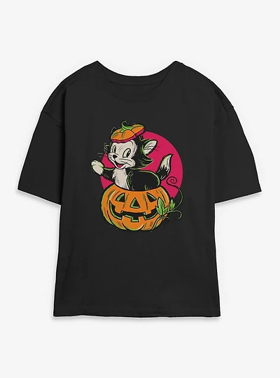 Disney Pinocchio Figaro Inside A Pumpkin Womens Skimmer T-Shirt