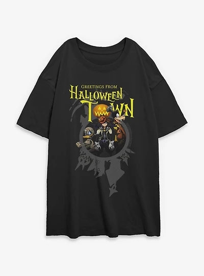 Disney Kingdom Hearts Greetings From Halloween Town Womens Oversized T-Shirt