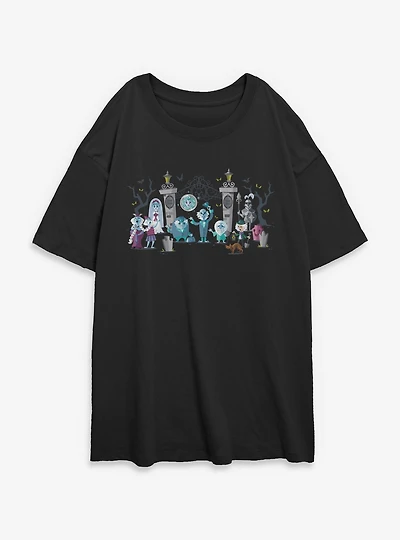 Disney Haunted Mansion Entrance Characters Womens Oversized T-Shirt