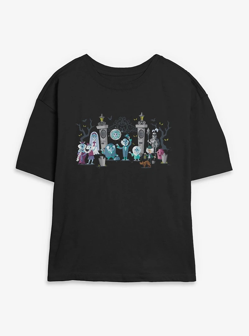 Disney Haunted Mansion Entrance Characters Womens Skimmer T-Shirt