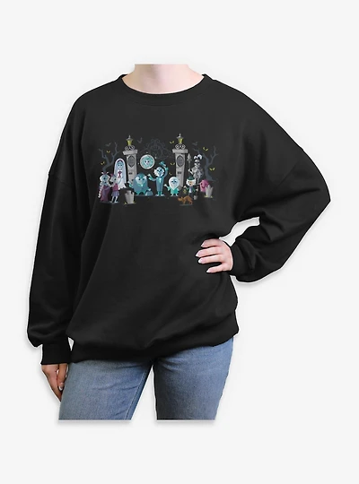 Disney Haunted Mansion Entrance Characters Womens Oversized Sweatshirt
