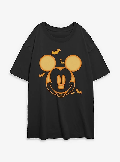 Disney Mickey Mouse Pumpkin Face Womens Oversized T-Shirt