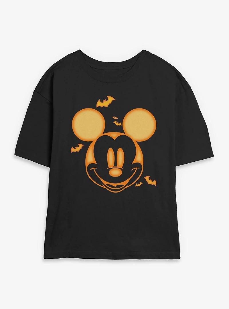 Disney Mickey Mouse Pumpkin Face Womens Skimmer T-Shirt