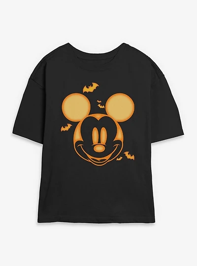 Disney Mickey Mouse Pumpkin Face Womens Skimmer T-Shirt