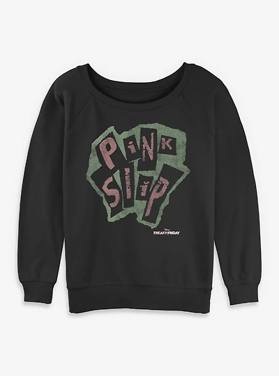 Disney Freaky Friday Pink Slip Logo Womens Slouchy Sweatshirt