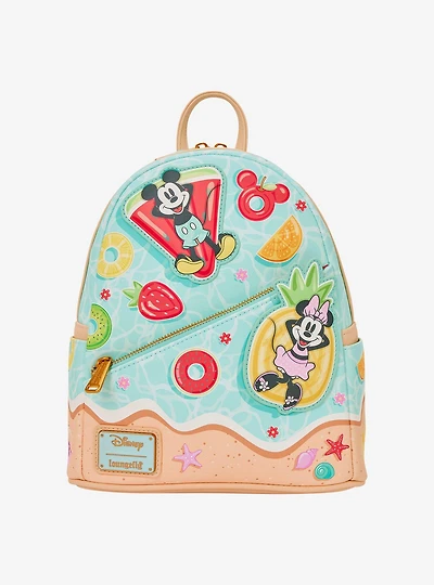 Loungefly Disney Mickey & Minnie Fruit Floaties Beach Scene Mini Backpack