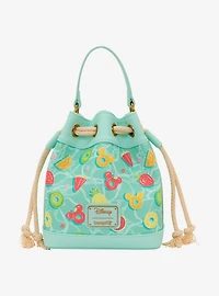 Loungefly Disney Mickey & Minnie Fruit Pool Floats Allover Print Bucket Crossbody Bag