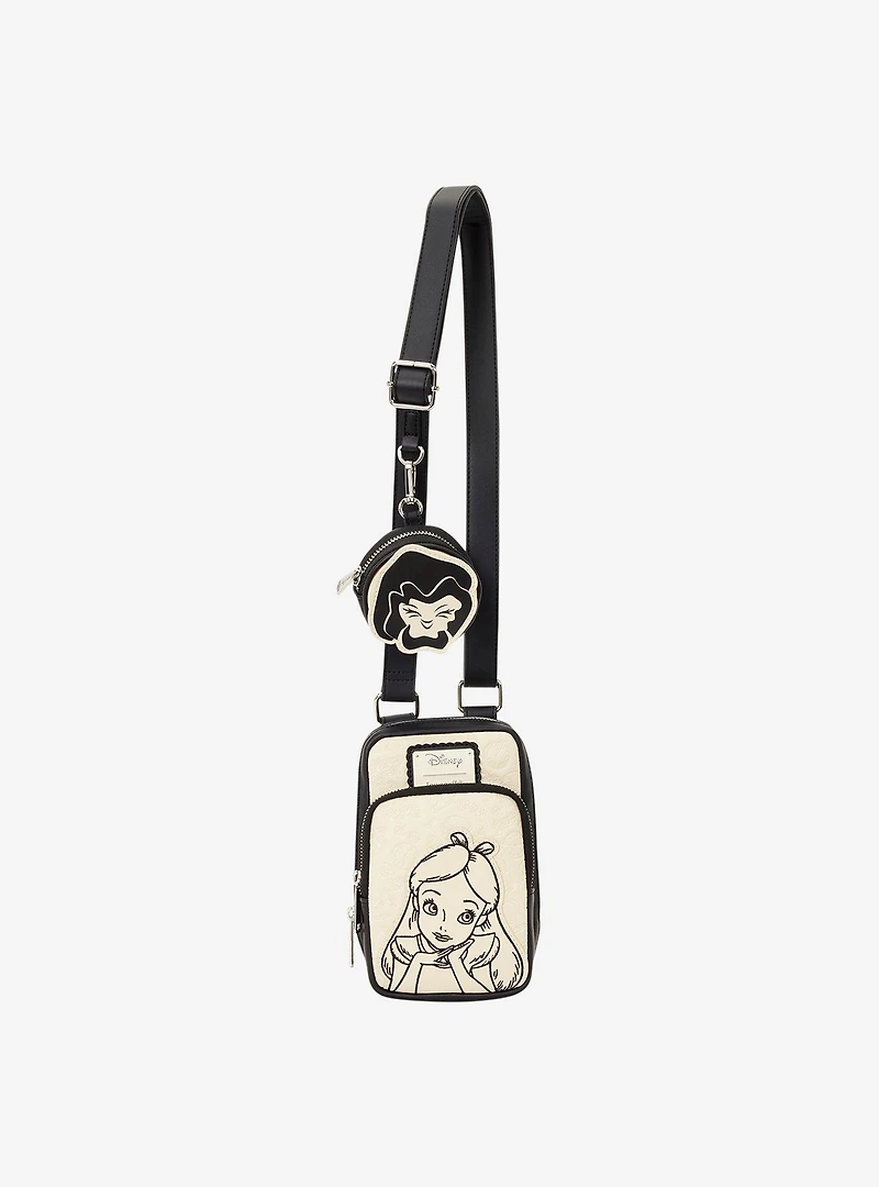 Loungefly Disney Alice in Wonderland Tonal Crossbody Sling Bag with Coin Purse
