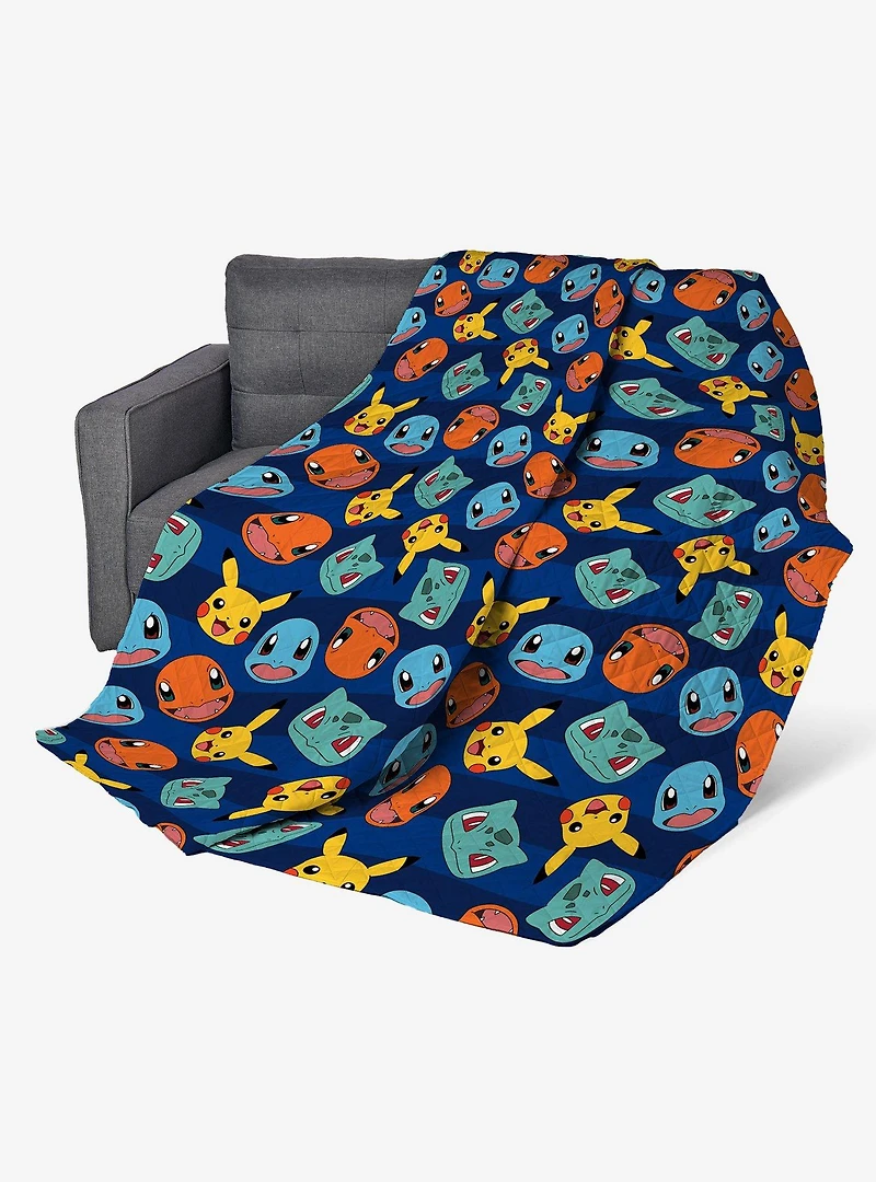 Pokémon Striped Favorites Twin Quilted Blanket