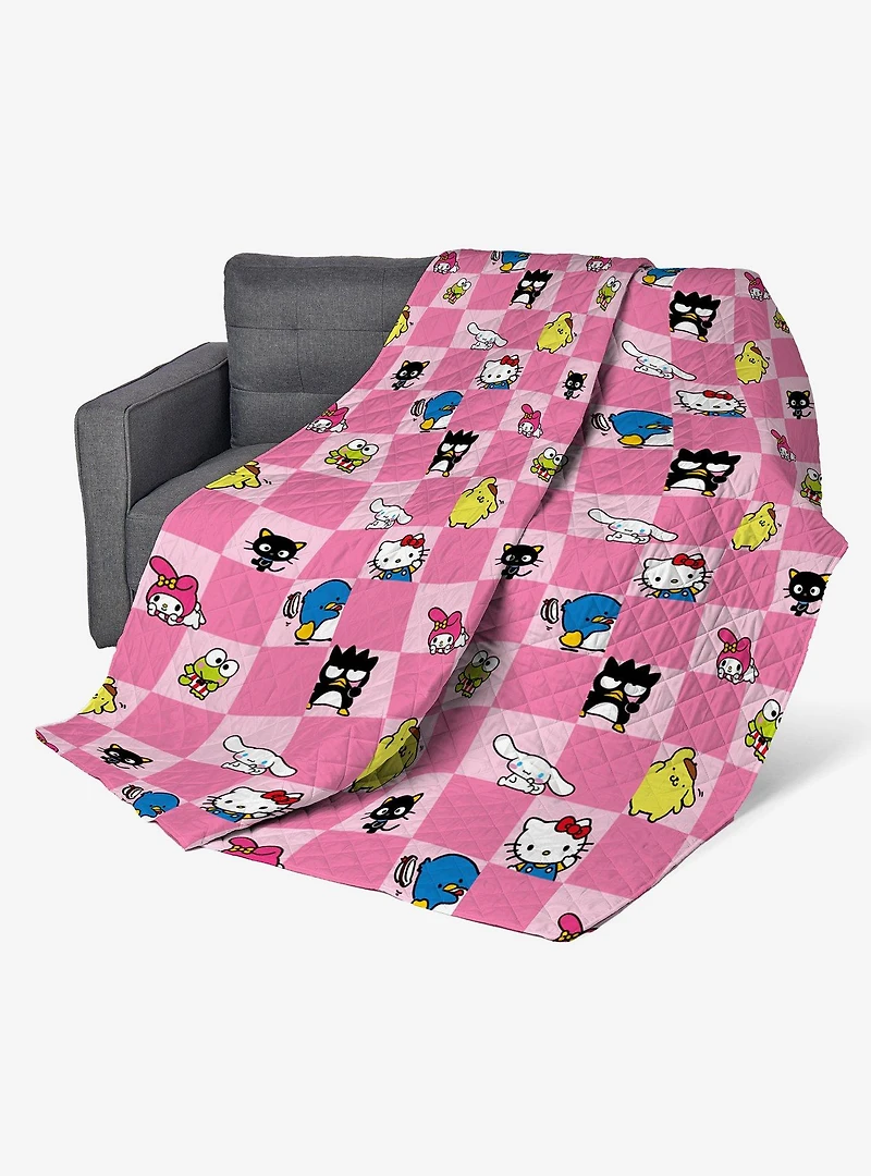 Hello Kitty & Friends Check Quilted Throw Blanket