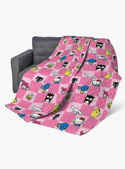 Hello Kitty & Friends Check Quilted Throw Blanket