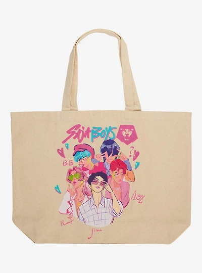 KPop Demon Hunters Saja Boys Group Portrait Canvas Tote Bag - BoxLunch Exclusive
