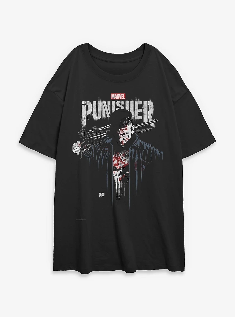 Marvel Punisher Downfall Womens Oversized T-Shirt