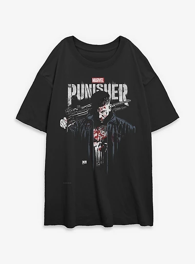 Marvel Punisher Downfall Womens Oversized T-Shirt