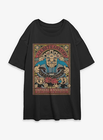 Cuphead All Bets Are Off Womens Oversized T-Shirt