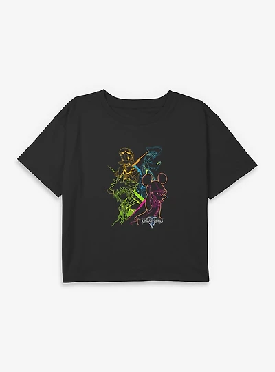 Disney Kingdom Hearts Main Party Youth Girls Boxy T-Shirt