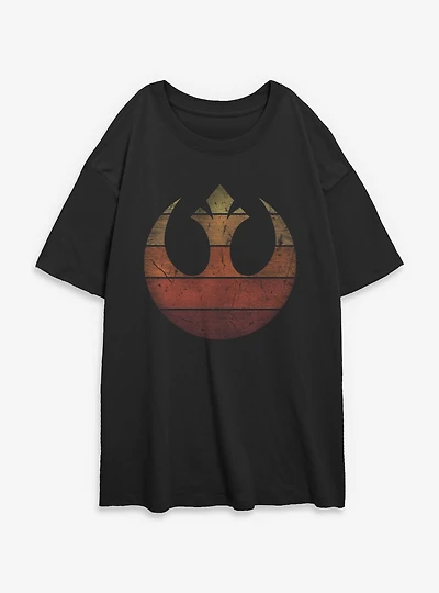 Star Wars Rebel Retro Gradient Womens Oversized T-Shirt