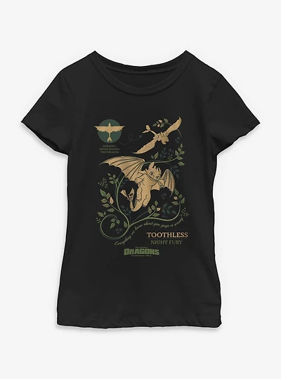 How To Train Your Dragon Toothless Warning Youth Girls T-Shirt