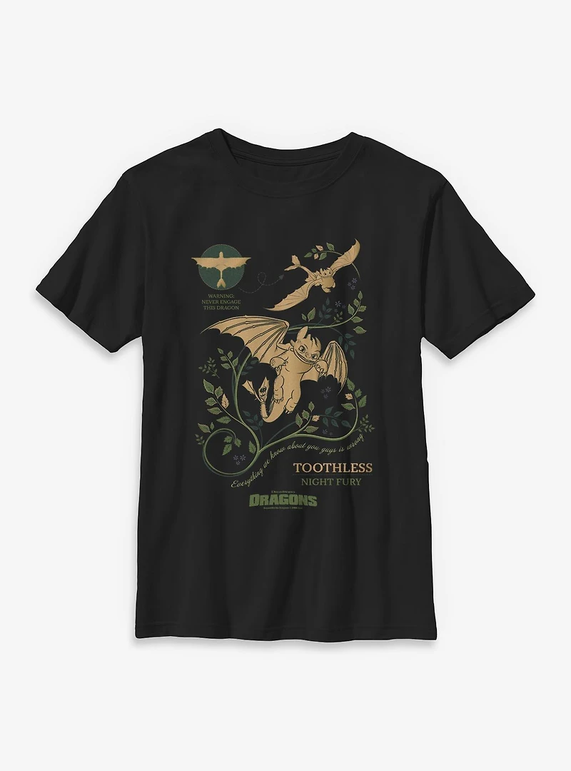 How To Train Your Dragon Toothless Warning Youth T-Shirt