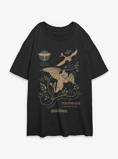 How To Train Your Dragon Toothless Warning Womens Oversized T-Shirt