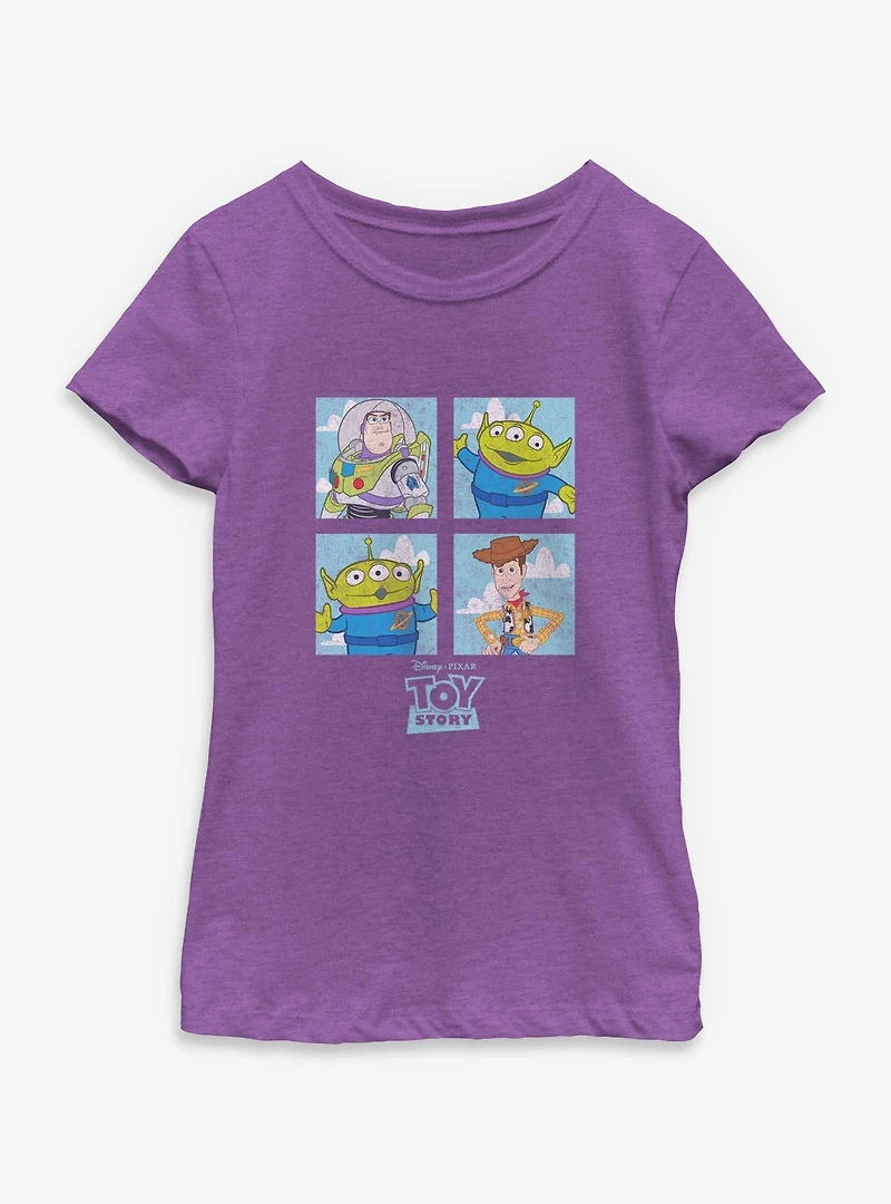 Disney Pixar Toy Story Buzz Woody Alien Panels Youth Girls T-Shirt