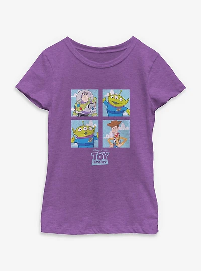 Disney Pixar Toy Story Buzz Woody Alien Panels Youth Girls T-Shirt