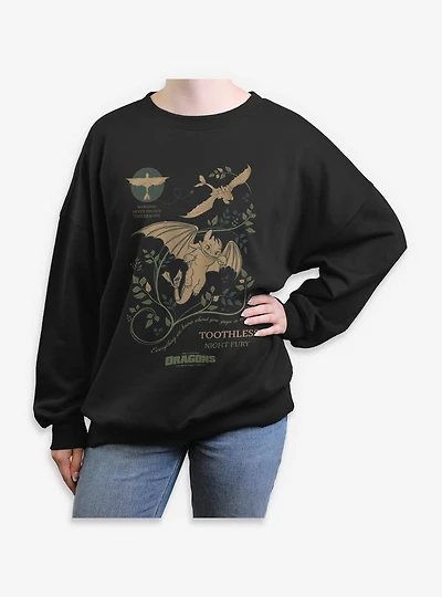 How To Train Your Dragon Toothless Warning Womens Oversized Sweatshirt