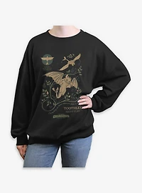 How To Train Your Dragon Toothless Warning Womens Oversized Sweatshirt