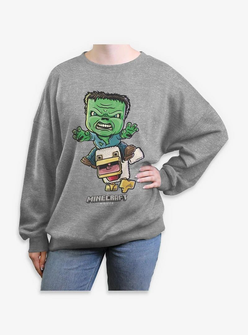 A Minecraft Movie Chicken Jockey Womens Oversized Sweatshirt
