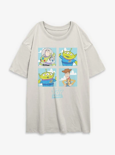 Disney Pixar Toy Story Buzz Woody Alien Panels Womens Oversized T-Shirt