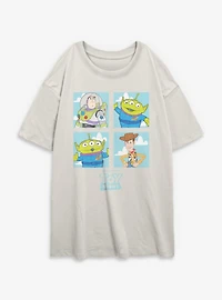 Disney Pixar Toy Story Buzz Woody Alien Panels Womens Oversized T-Shirt