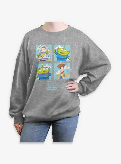 Disney Pixar Toy Story Buzz Woody Alien Panels Womens Oversized Sweatshirt