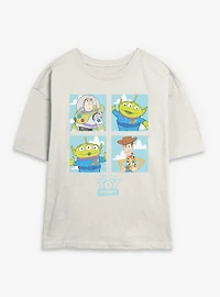Disney Pixar Toy Story Buzz Woody Alien Panels Womens Skimmer T-Shirt