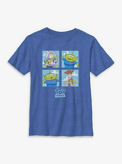 Disney Pixar Toy Story Buzz Woody Alien Panels Youth T-Shirt