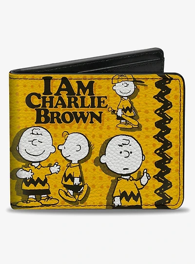Peanuts I Am Charlie Brown Poses and Zig Zag Stripe Bifold Wallet